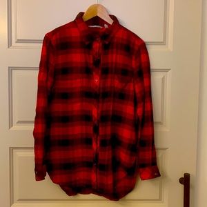 Athleta Buffalo Plaid Button Down Flannel Shirt Size M